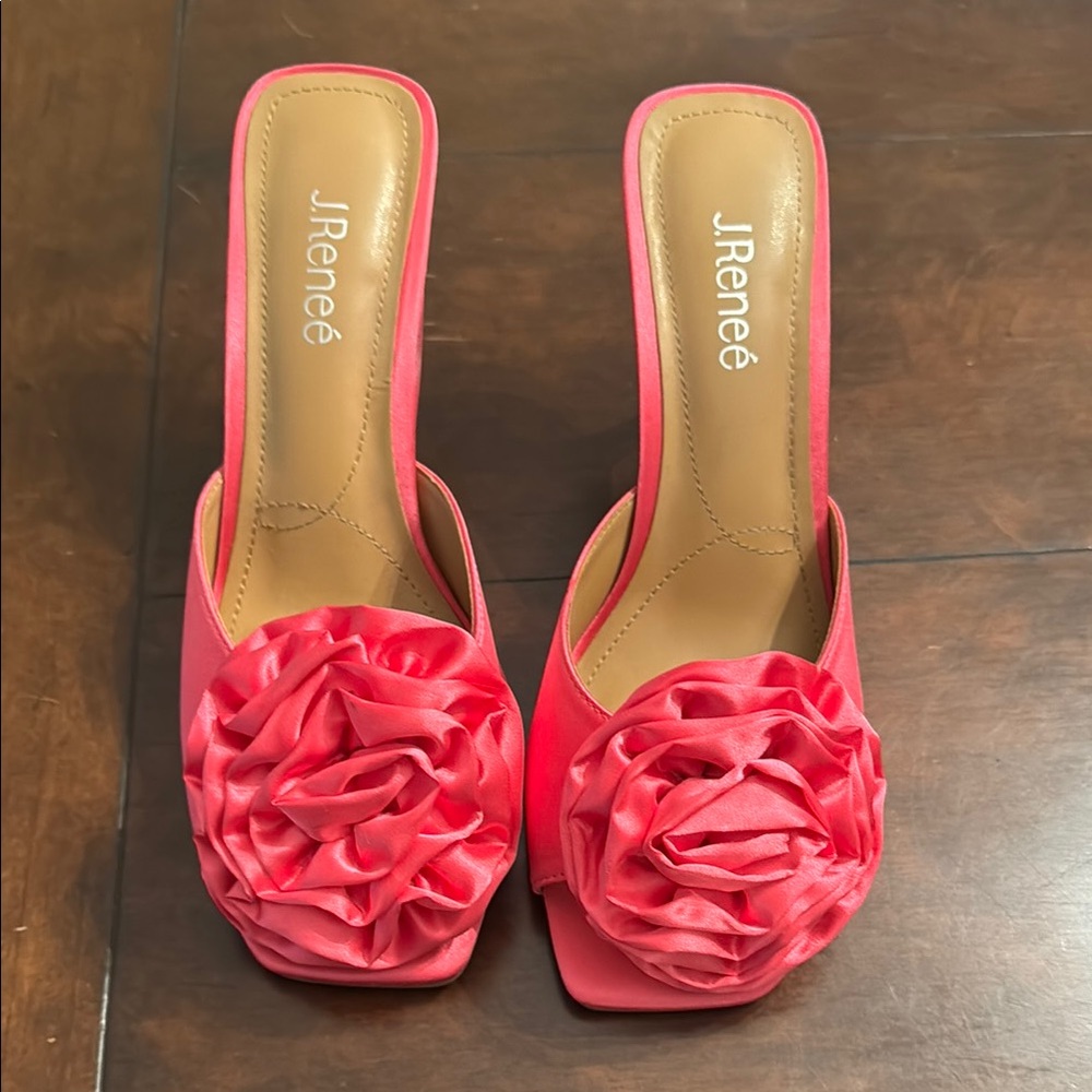J.Renee Pink Mules with Ruffled Detail